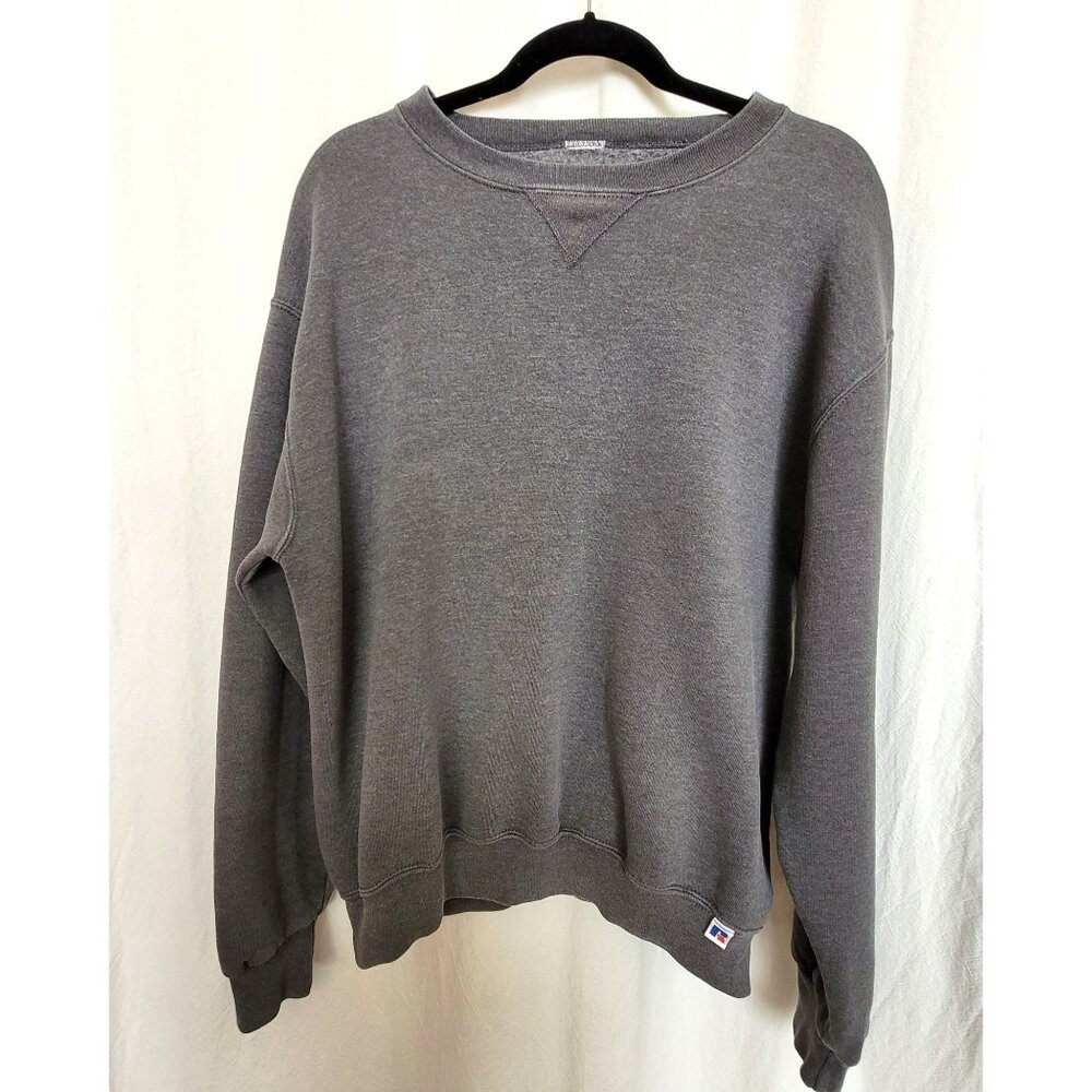 Y2K Russell Athletic Mens Dark Gray Crewneck Sweatshirt Size M? READ Grunge
